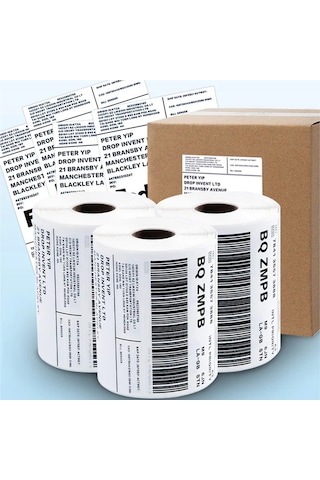 5'li Paket Termal Barkod Etiketi 150mm X 100mm 350'li Barkod & Kargo Yazıcı Kağıdı Suya Dayanıklı 5 Rulo