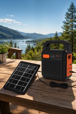Premium Kamp Hoparlörü Güneş Enerjili Fenerli Ysf200 Siyah Çadır Feneri Şarj Cihazı