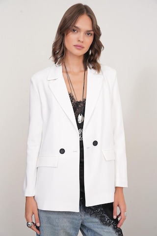 Mixray 4516 Kadın Bezayağı Blazer Ceket Ekru