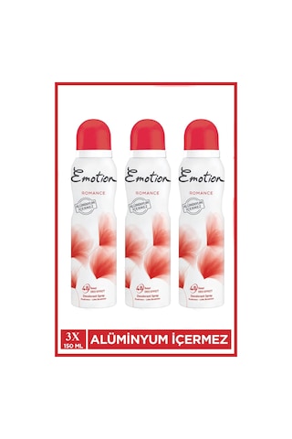 3 Adet Emotion Romance Kadın Vegan Deodorant 150 Ml Hızlı Kurur, Leke Bırakmaz