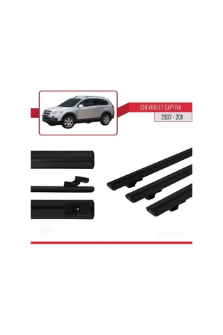 Chevrolet Captiva 2007-2011 Arası İle Uyumlu Basic Model Ara Atkı Tavan Barı Siyah 3 Adet