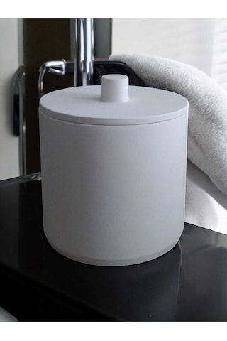 Kırık Beyaz Beton Mutfak Ve Banyo Çöp Kovası, 4 Litre,dekorasyon,aksesuar Beyaz