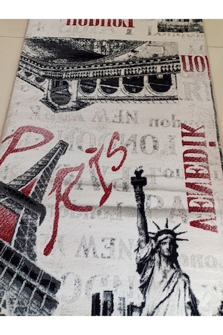 Aslan Home Yatak Odası Takımı Üç Lü Yolluk , Paris Desenlli Figürlü Akrilik Kaliteli Küçük Halı