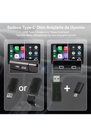 Maiyame Kablosuz Carplay Ve Android Auto Adaptörü - 5ghz Hızlı Erişim, Usb Bağlantılı, Plug & Play, İphone Ve Android Uyumlu Araç Kiti