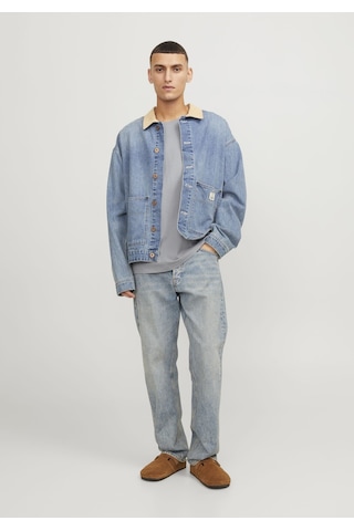 Jack & Jones Bisiklet Yaka Basic Tisört-Organic 12156101 Ultimate Grey Açık Gri