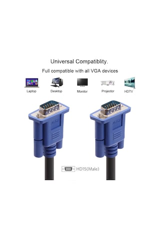 Vcom Cg341Ad-25.0 Mavi Konnektör Siyah 25Mt Vga-M-Vga-M Kablo