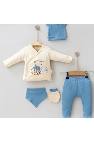 3 Ay Bebek Hastane Çıkışı Waffle Natural 5'li Erkek Mavi Mavi