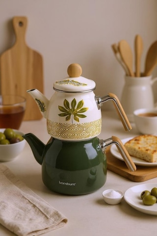 Bambum Unique - Bambu Kulplu Çaydanlık Takımı Herb Yeşil