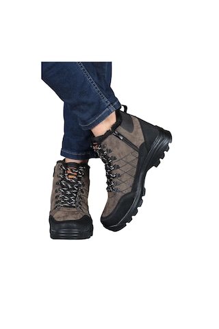 Liger Erkek İçi Kürklü Fermuarlı Trekking Outdoor Bot Kahverengi-kahve Kahverengi