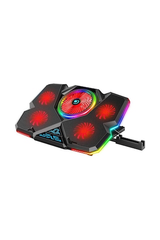 RGB Işıklı 5 Fanlı Notebook Soğutucu Kırmızı Led Telefon Tutuculu