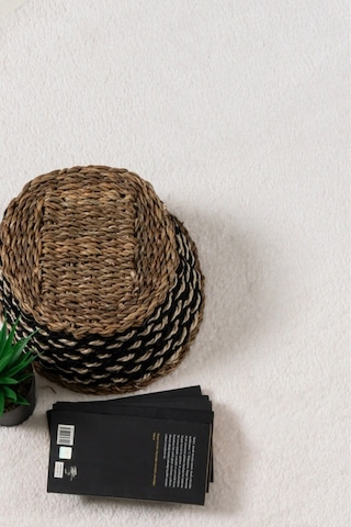 Valeryhome Vl Comfort Düz Saçaklı Peluş Düz Yolluk Ekru Oval Ekru Düz Saçak