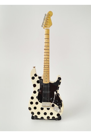 El Yapımı 1/4 Ölçek Minyatür Elektro Gitar Polka Dot Stratocaster