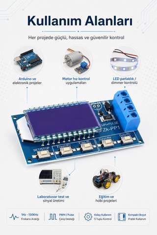 Zk-pp1 Pwm Sinyal Üreteci Pulse Jeneratörü 1hz-150khz Ayarlanabilir Lcd Ekranlı Devre Modülü