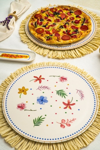 Heda Porselen Dalya Porselen Pizza Ve Servis Tabağı 2'li 32 CM