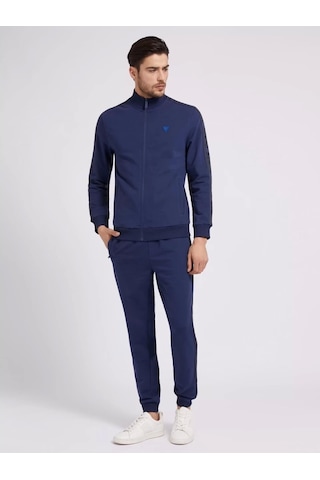 Guess Erkek Tamamı Fermuarlı Koyu Mavi Sweatshirt Lacivert