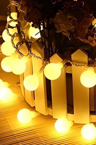 Top Led Işık 5 Metre Boncuk Led Yılbaşı Süsü Sabit Yanan Dekoratif Led Işık Gün Işığı