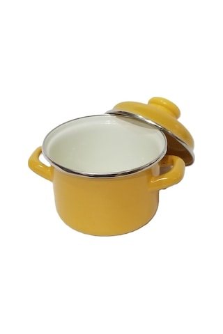 Akıllıelma-alev 12 Cm Derin Tencere Emaye 0,90 Lt Sarı Sarı