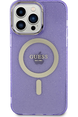 Apple Uyumlu iPhone 13 Pro Kılıf Guess Magsafe Şarj Özellikli Glitter Kapak