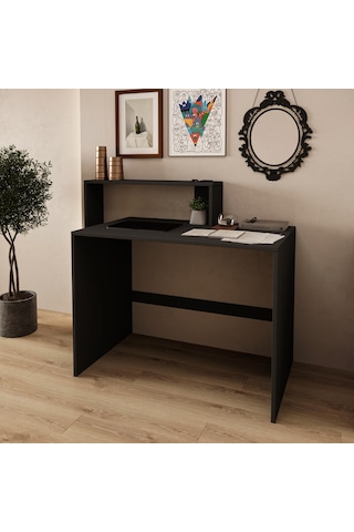 Amber Çalışma Masası Raflı, Modern Bilgisayar Masası Antrasit
