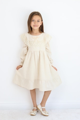 Miababy Fiyonk Detaylı Elbise 1-8 Yaş Bej
