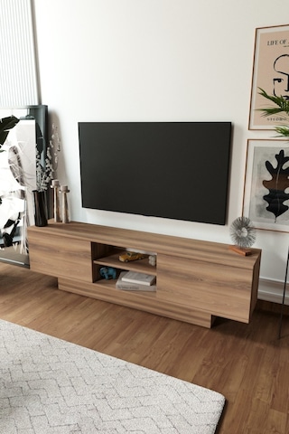 Verona Modern 2 Kapaklı Raflı Tv Ünitesi Tv Sehpası 180 Cm Ceviz