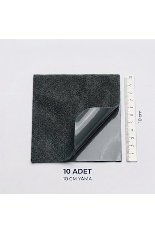 Halfart Kendinden Yapışkanlı Alcantara Tamir Yaması 10x10 Cm 10 Adet Süet Kumaş Deri Koltuk Araba Onarım Yaması Antrasit