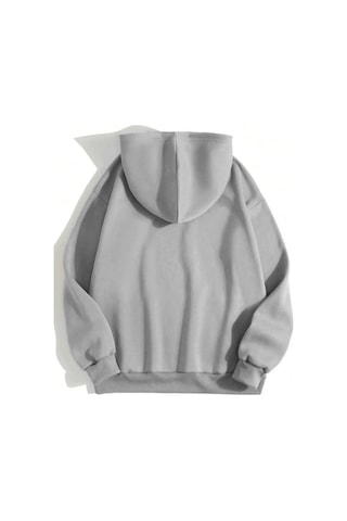 Mbb E-ticaret Erkek 3 İplik Pamuklu Kapüşonlu Kanguru Cepli Sweatshirt Hoodie - Boyalı Gri
