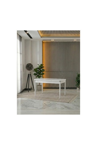Beyaz Mdf 80 X 130 Açılabilir Mutfak Masası Beyaz Beyaz
