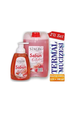 Simav Termal Sulu Çilek Özlü Köpük Sabun Seti 5 L + 500 ML
