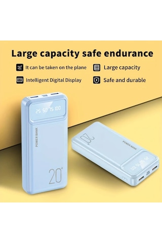 Sunshine022 Taşınabilir Şarj Cihazı 20000mah Beyaz Power Bank Çift Usb