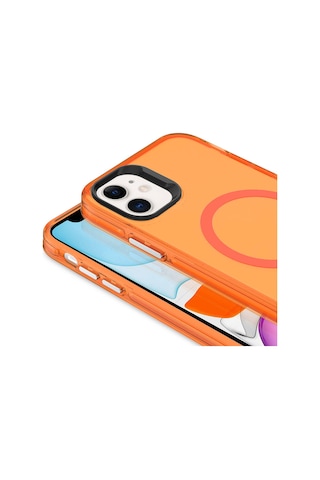 Goocamp Apple Uyumlu iPhone 11 Magsafe Şarj Özellikli Buzlu Transparan C-pro Sert Kılıf-de Derin Mor