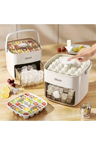 Tongxida Kolay Pres Kapaklı 48 Küp Buz Makinesi - Çift Katmanlı, Pres Beyaz Beyaz