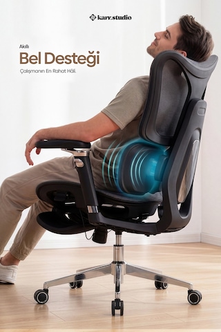 Okawa Titreşimli Masaj Destekli Ergonomik Çalışma Koltuğu - Siyah