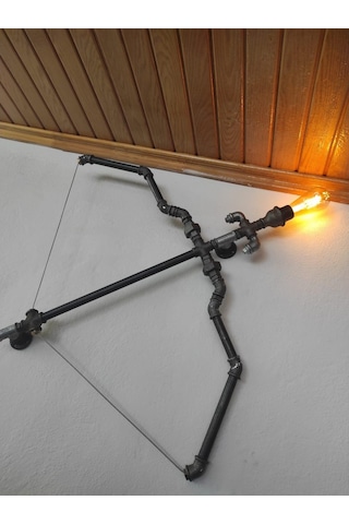 Rustik Aplik Vintage El Yapımı Ok Ve Yay Endüstriyel Lamba, Diriliş Ok Yay Duvar Apliği Dekoratif Lamba