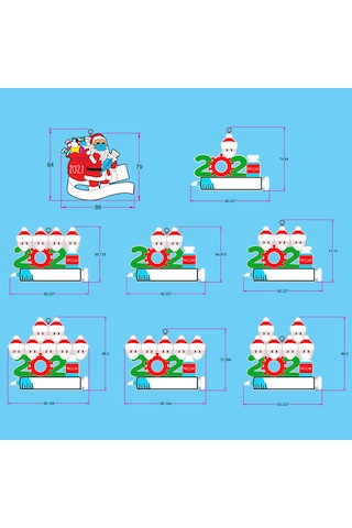 Mufunye 2021 Özel Noel Ağaç Dekorasyonu - Aşılı 7 Kişilik Aile İçin Kişiselleştirilebilir Resin Askı - Hatıra Hediyesi Ve Ev Dekoru