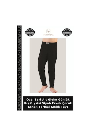 Floranova Özel Seri Alt Giyim Günlük Kış Giysisi Siyah Erkek Çocuk Esnek Termal Kışlık Tayt