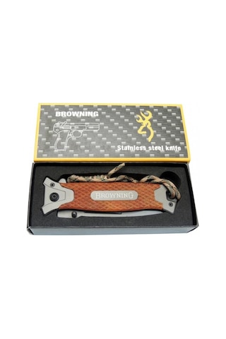 Browning Ahşap Kamp Çakı İpli Çok Renkli