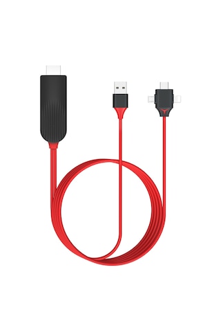 Mirascreen L7-8 3'ü 1 Arada 8 Pin Mikro Usb Usb-c / Type-c - Hdmı Video Dönüştürücü Kablosu, Kablo Uzunluğu: 2m