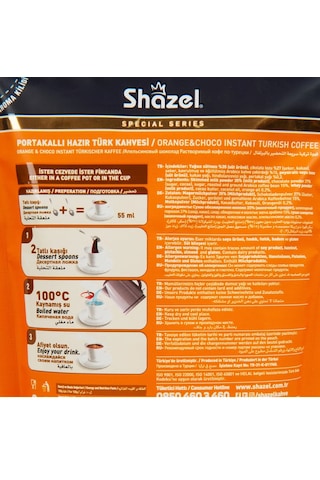 Shazel Portakallı Hazır Türk Kahvesi 100 Gr X 6 Adet Öğütülmüş