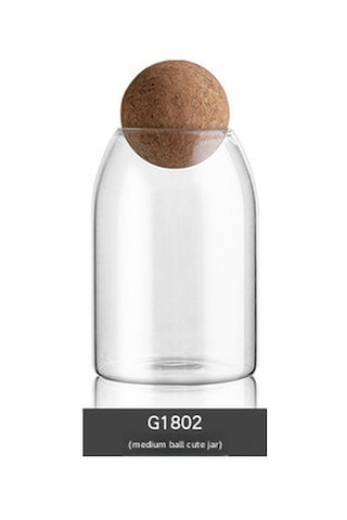 Yaozixa 800 Ml Orta Boy Cam Depo Kavanozu, Kurşunsuz Cam, Yumuşak Mantar Keçe Kapak, Transparan Dairesel, Çay Ve Baharat Saklama, Taze Tutucu Diğer