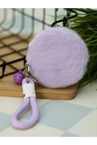 Peluş Cep Ayna Kedi Veya Ayı Figürlü Anahtarlık Lila