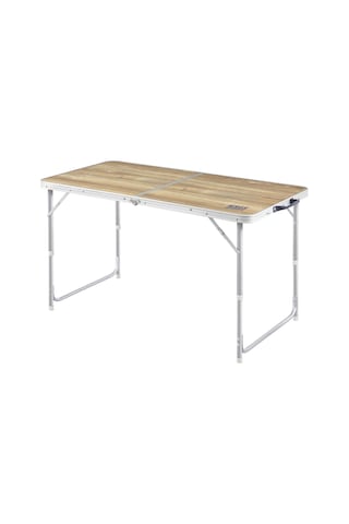Haegs Portatif Kamp Masası, 3 Yükseklik Ayarlı, Katlanır Piknik Masası, Kolay Taşınabilir Alüminyum Masa - 120x60 - Naturel Meşe Ahşap Rengi