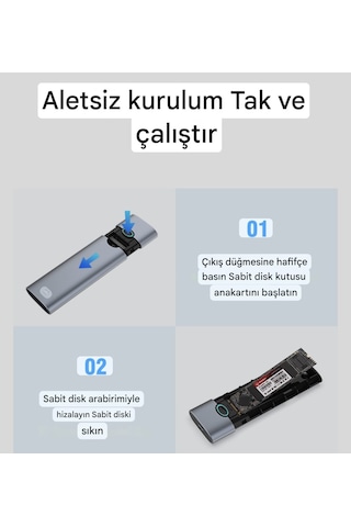 Godo M.2 Nvme Muhafaza Kutusu Ce Lisanslı 2280/2260/2242/2230/ 10gbps Usb 3.2 Yüksek Hızlı Son Nesil Teknoloji Metal Sağlam