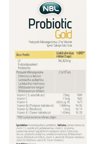 Nbl Probiotic Gold 20 Stick Toz Saşe