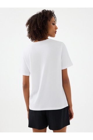 Kadın Regular Fit T-shirt Lf2039132 Whıte Beyaz
