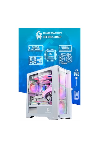 Game Master Hydra3050 i5-12400F 16 GB 512 GB RTX3050 Free Dos Masaüstü Oyuncu Bilgisayarı
