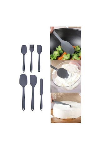 Thentech Slikon Spatula Ve Fırça Sepeti Yemek Yapma Kek Pasta Yapmak İçin Gri
