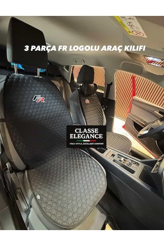 Seat Leon Fr Logolu Oto Koltuk Kılıfı Sırt Destekli Minder Classe Elegance Ön İkili +arka Oturma Set Siyah