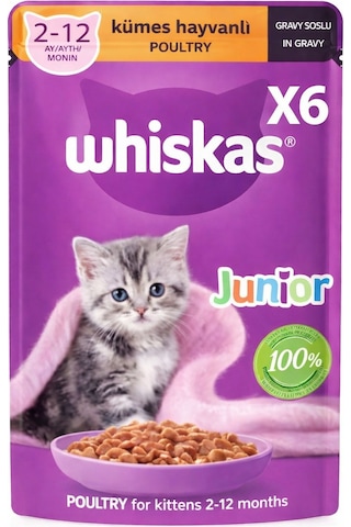 Whiskas Junior Kümes Hayvanlı Yavru Kedi Konserve Maması 85 Gr 6 Adet