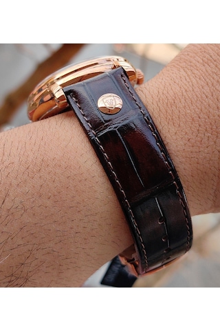 Raymod Raymond Koyu Kahverengi İskelet Tasarım Otomatik Erkek Kol Saati Rose Gold